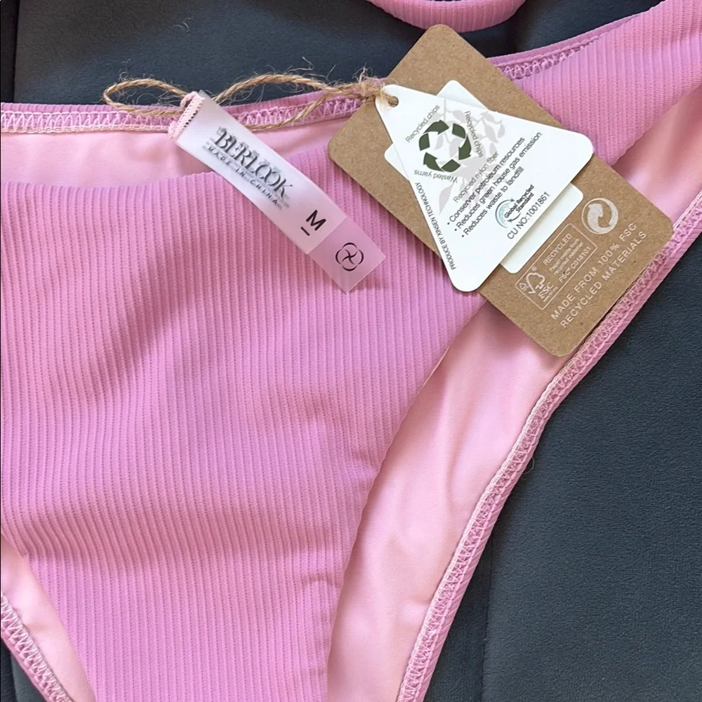 Pink Ribbed Bikini Set - Picture 3 of 6